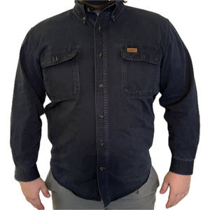 Carhartt Workwear 2 Pocket Logo Navy Long Sleeve Button Up Collar Shirt